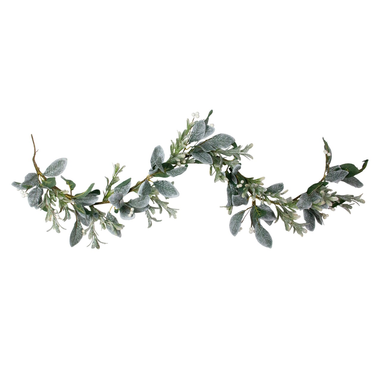 Northlight 5&#x27; x 6&#x22; Iced Leaves and Winter Berries Artificial Christmas Garland, Unlit